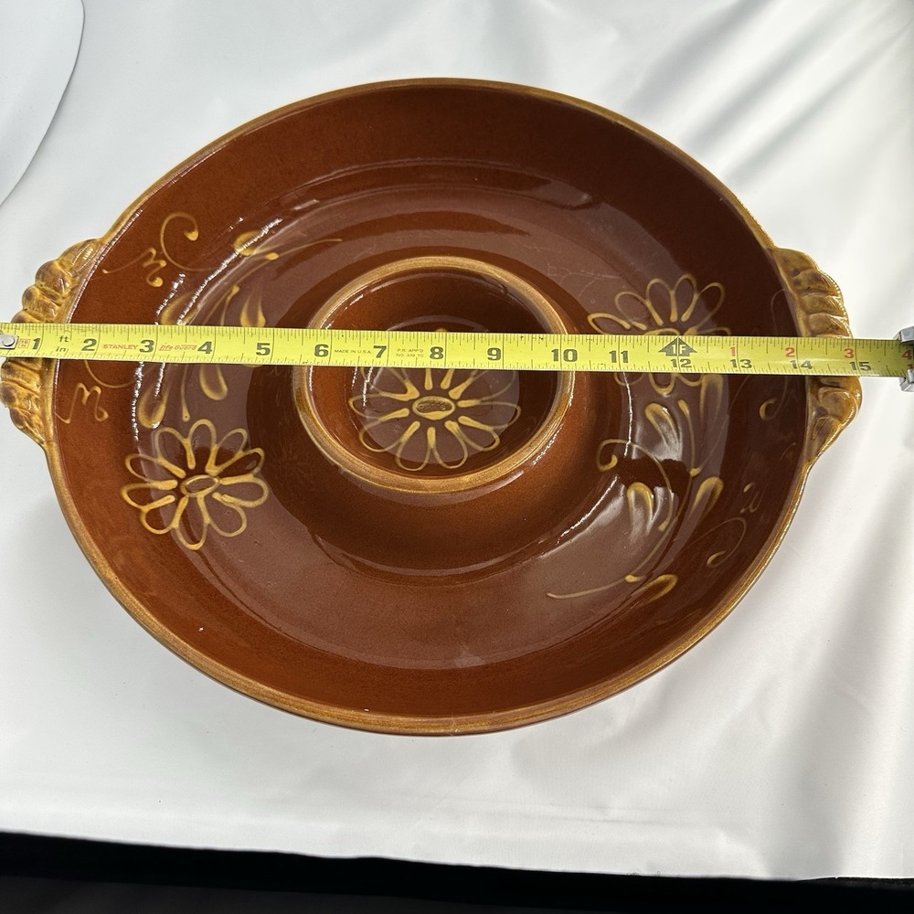 1990's Vintage Williams Sonoma Brown Ceramic Chip and Dip Bowl - Picture 9 of 11